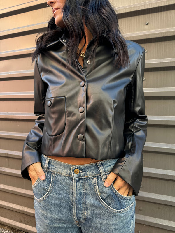 WENDY LEATHER BUTTON UP