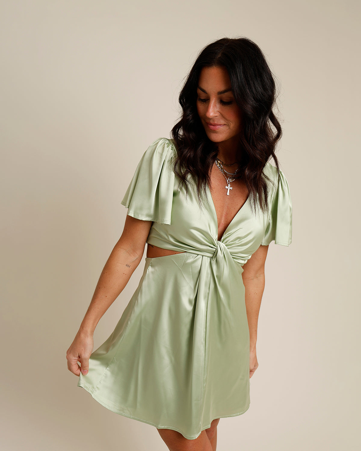 DELILAH KNOTTED CUT-OUT MINI DRESS
