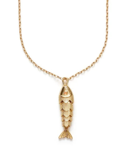 gold fish sardine necklace
