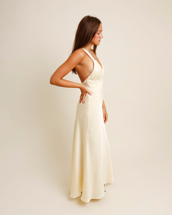 ANDIE SATIN MAXI DRESS X BUTTER YELLOW