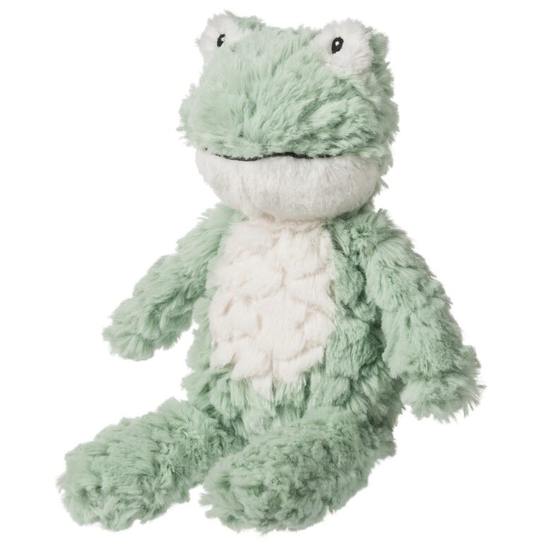 Mary Meyer soft plush mint green frog stuffed animal with cream belly