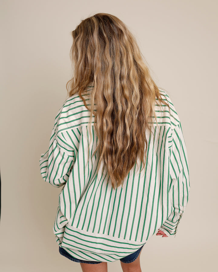 FREE PEOPLE STRIPED VARSITY VIBES SHIRT