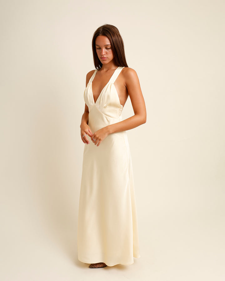 ANDIE SATIN MAXI DRESS X BUTTER YELLOW