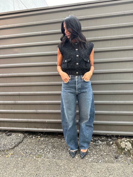 【送料&関税込】AGOLDE luna White Jeans With Logo Patch On T Luna High Rise Pieced Taper in Element – AGOLDE