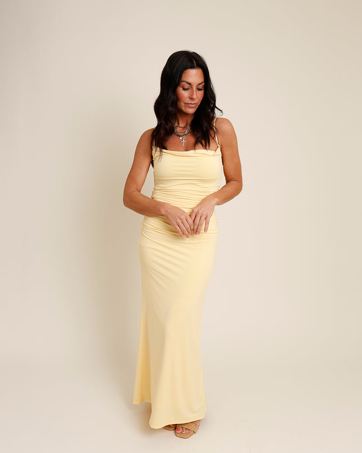 NIA INA COWL NECK MAXI DRESS X BUTTER YELLOW