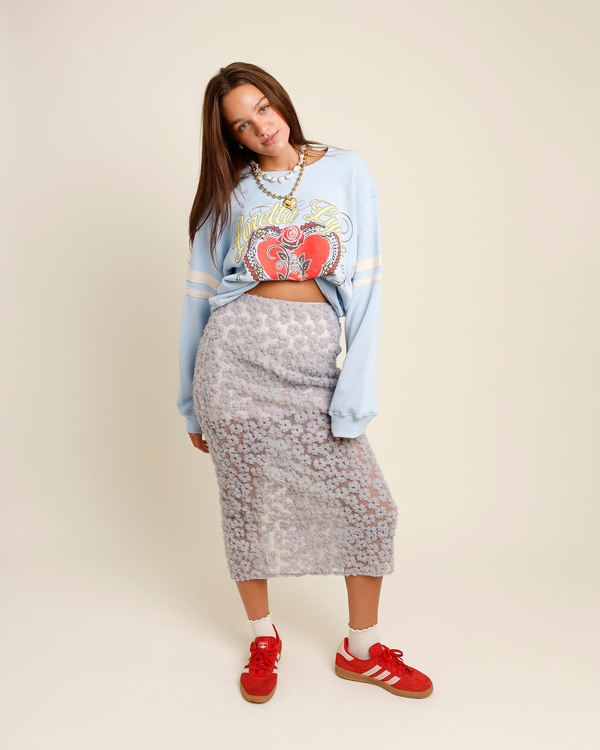 DAYDREAMER LORETTA LYNN BLUE KENTUCKY GIRL VARSITY SWEATSHIRT