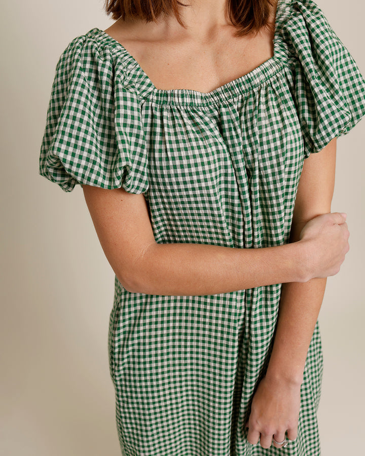 SMITTEN SQUARE NECK MIDI DRESS X GREEN