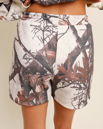 CAMO CRUSH SWEAT SHORTS