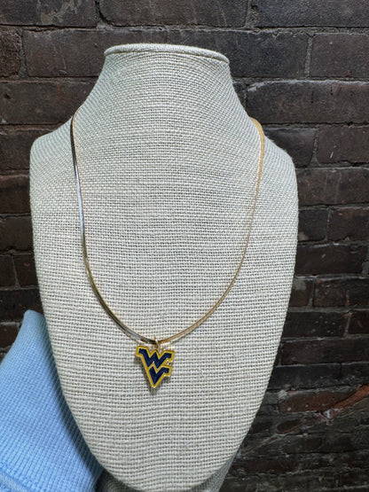 WEST VIRGINIA GOLD & ENAMEL FLAT SNAKE CHAIN NECKLACE