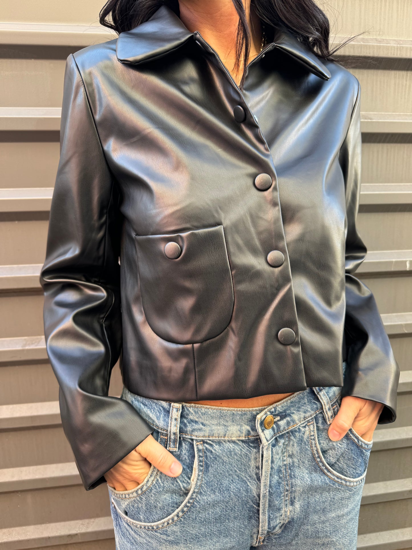 WENDY LEATHER BUTTON UP