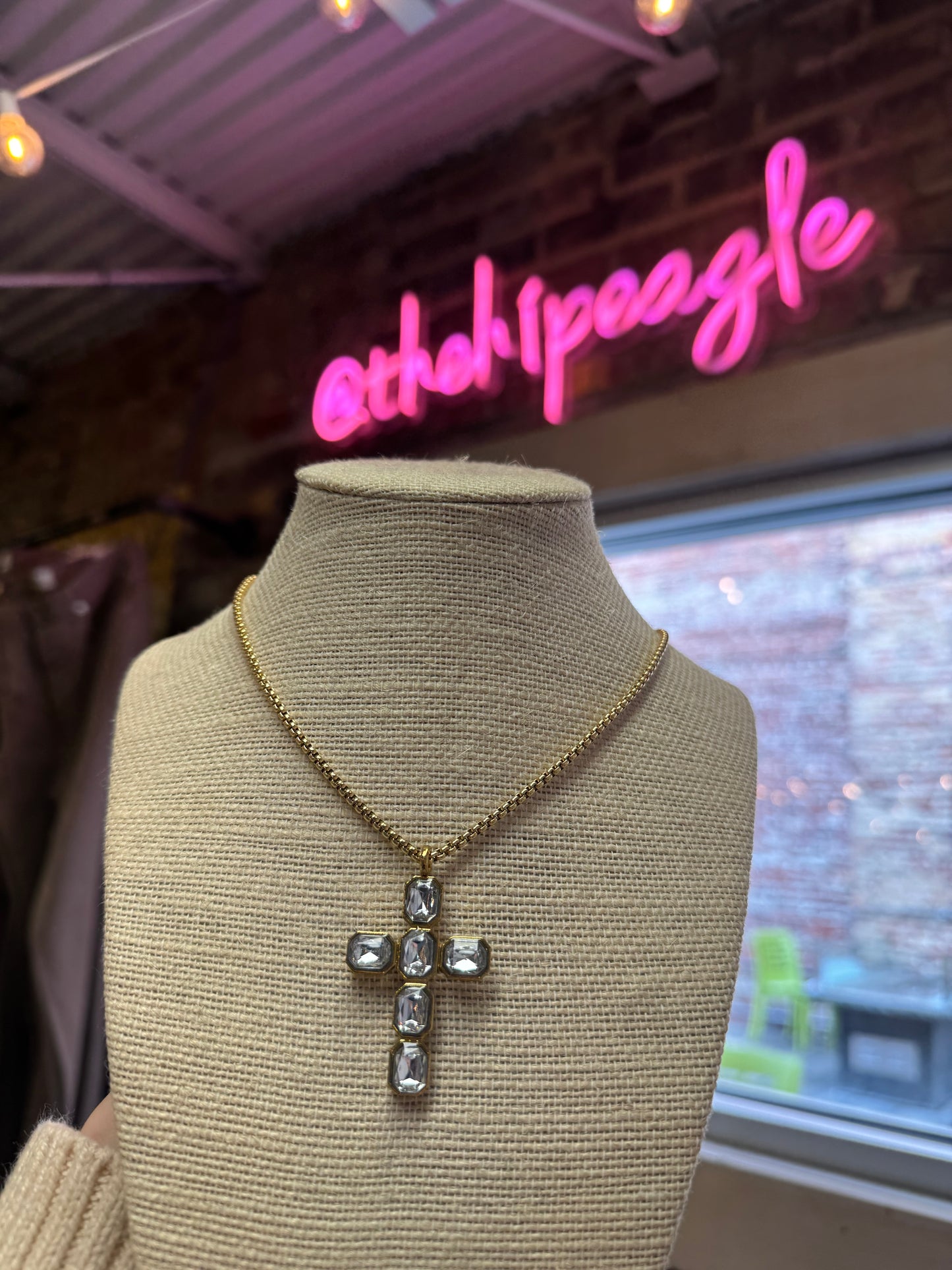 RHINESTONE CROSS NECKLACE