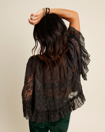 FREE PEOPLE CARLY CAPE TOP X BITUMEN