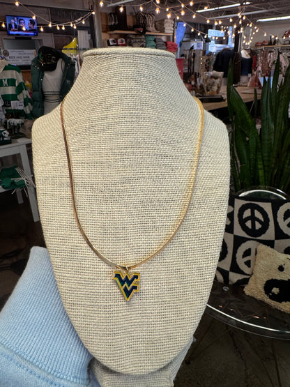 WEST VIRGINIA GOLD & ENAMEL FLAT SNAKE CHAIN NECKLACE