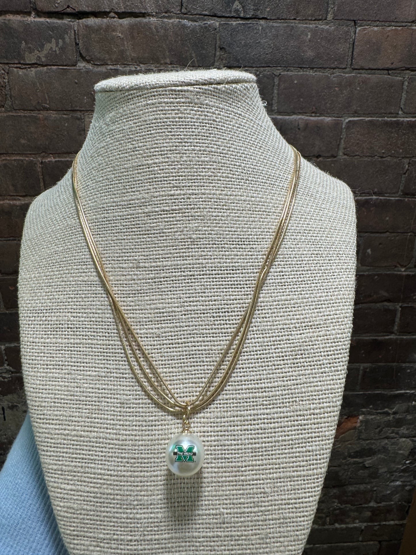 MARSHALL PEARL LOGO LAYERED NECKLACE