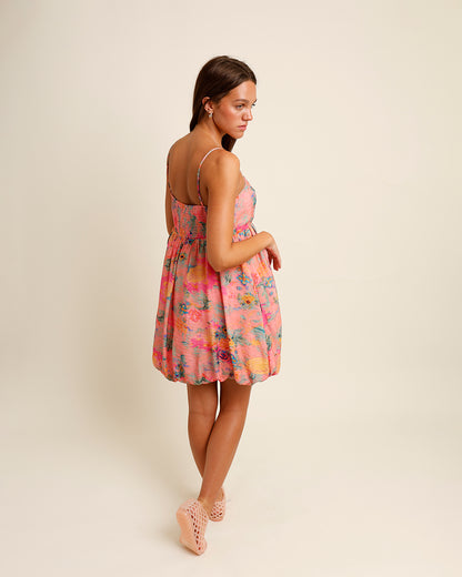 PAINT THE TOWN WATERCOLOR BUBBLE HEM MINI DRESS