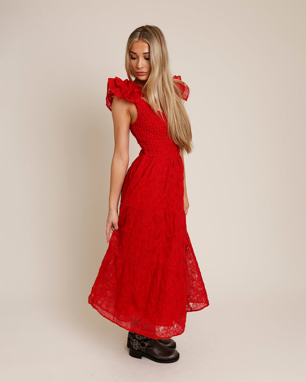 SWEET TALK FLUTTER SLEEVE DRESS