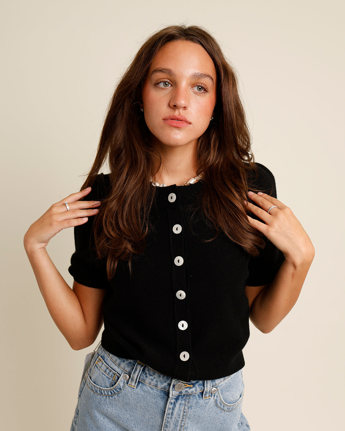 free people black cardigan sweater