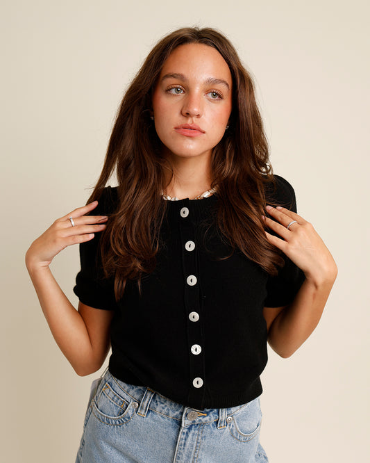 free people black cardigan sweater