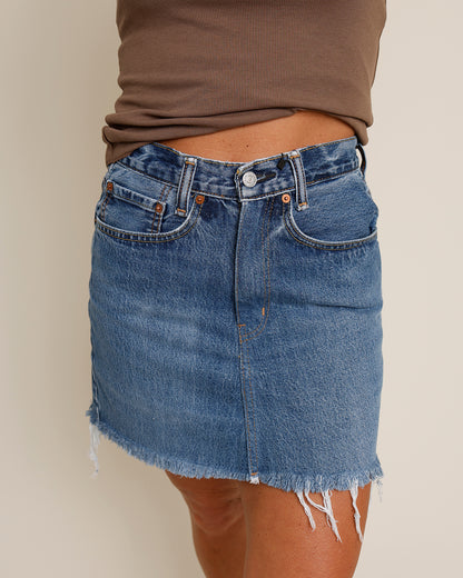 LEVI'S UPCYCLED MID-RISE DENIM MINI SKIRT