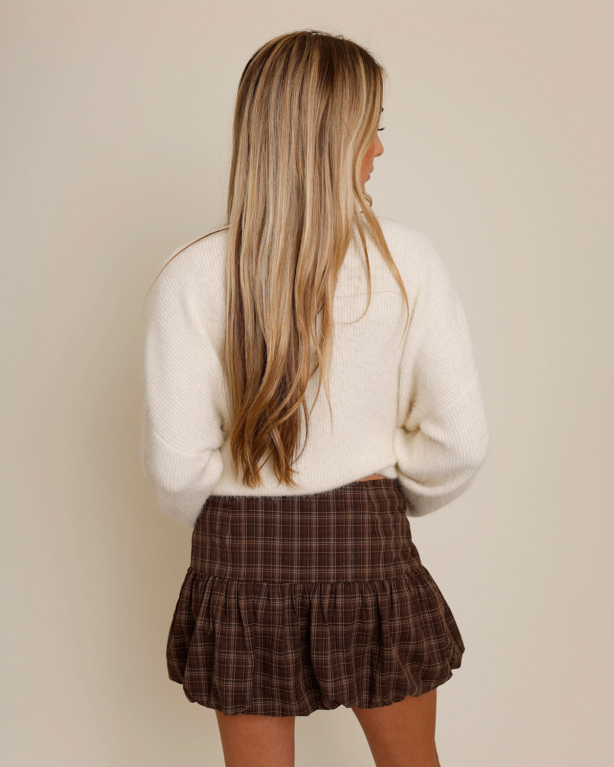 WE ALL FAM PLAID BUBBLE SKIRT