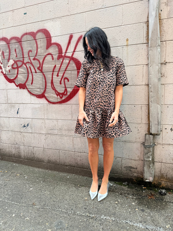 LEOPARD DROP WAIST DRESS