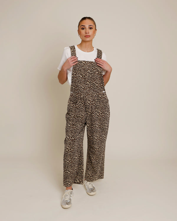 LEOPARD BARREL LEG OVERALLS