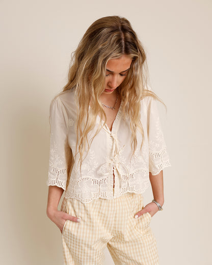 TULIP LACE TIE FRONT TOP