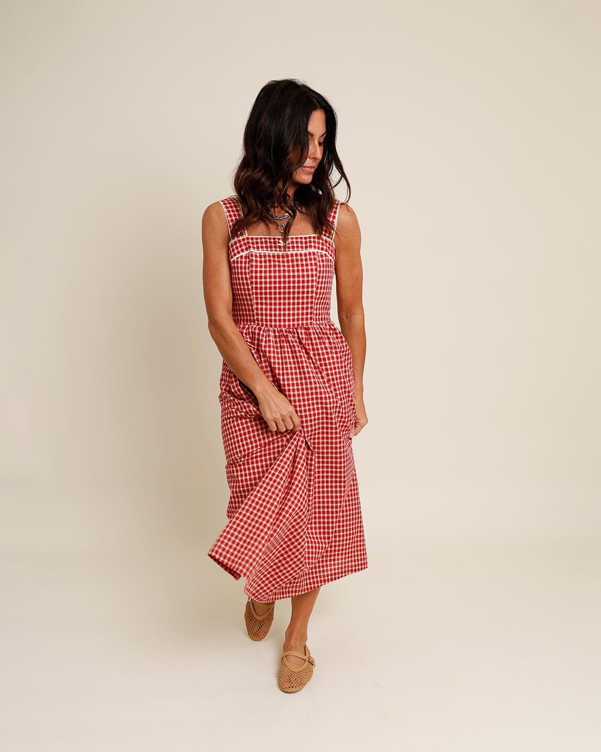 CHERRY PIE GINGHAM MIDI DRESS