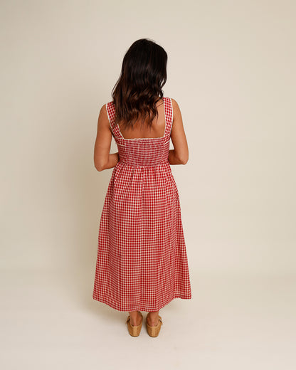 CHERRY PIE GINGHAM MIDI DRESS