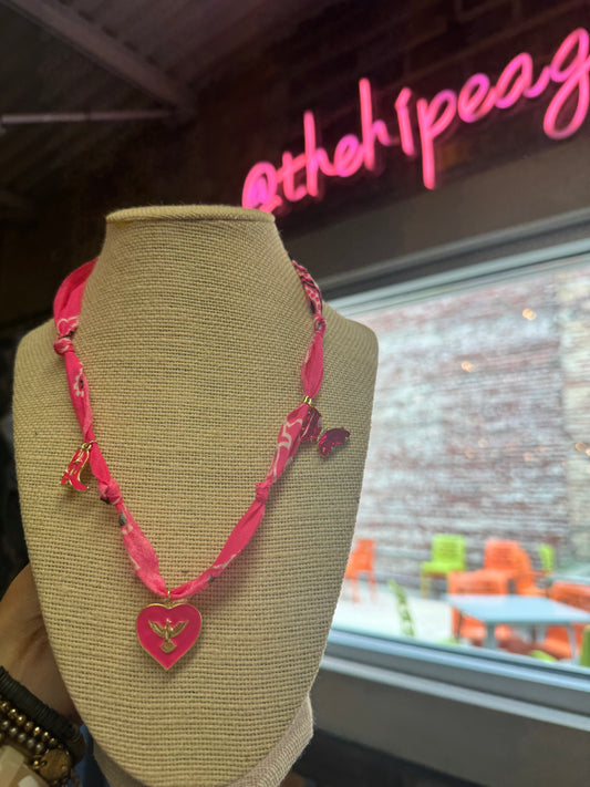 PRETTY IN PINK BANDANA CHARM NECKLACE
