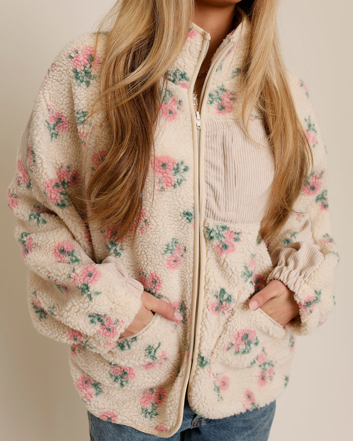 PINK PEONY FLEECE JACKET