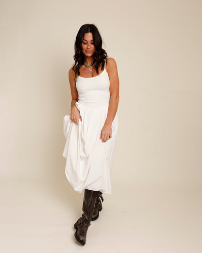 TEA TIME DROP WAIST DRESS X WHITE
