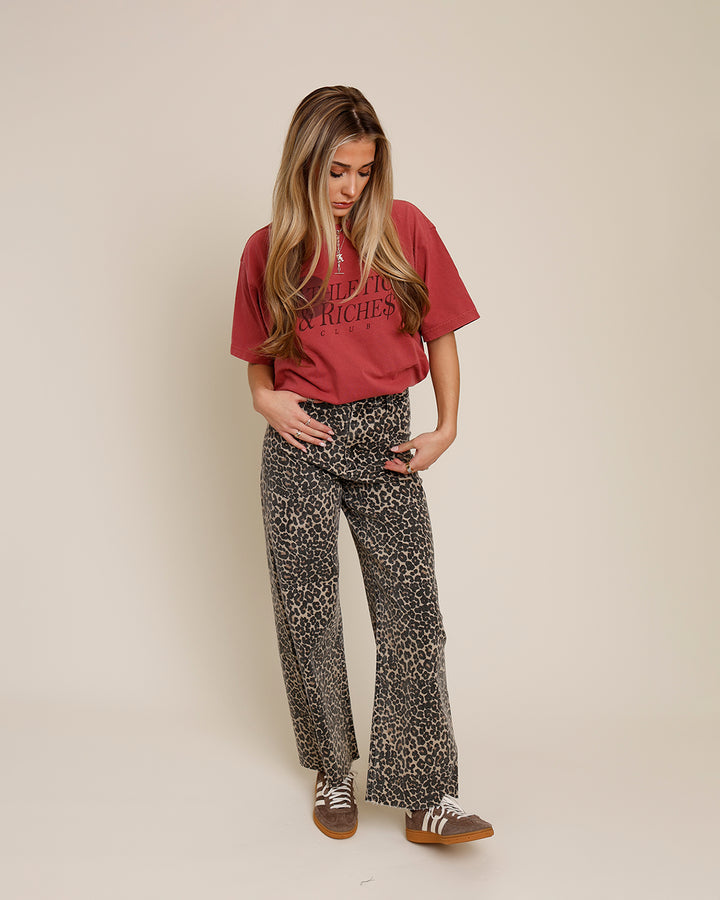 LEOPARD MUSE WIDE LEG JEANS