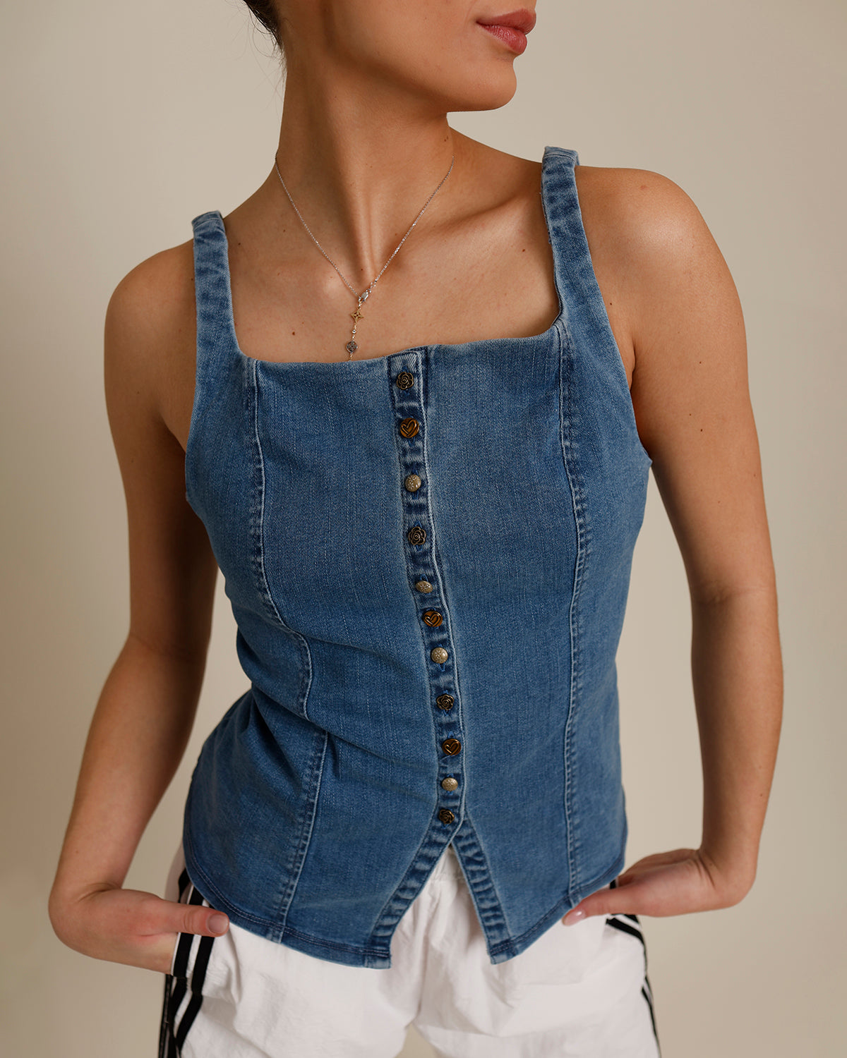 FREE PEOPLE ROAD TRIP DENIM TANK