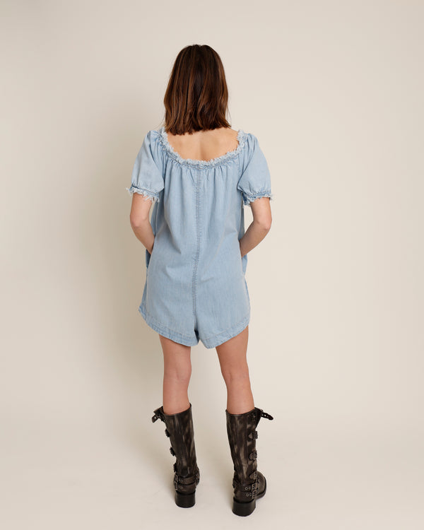 FREE PEOPLE DAISY BABYDOLL ROMPER X AUGUST BLUE