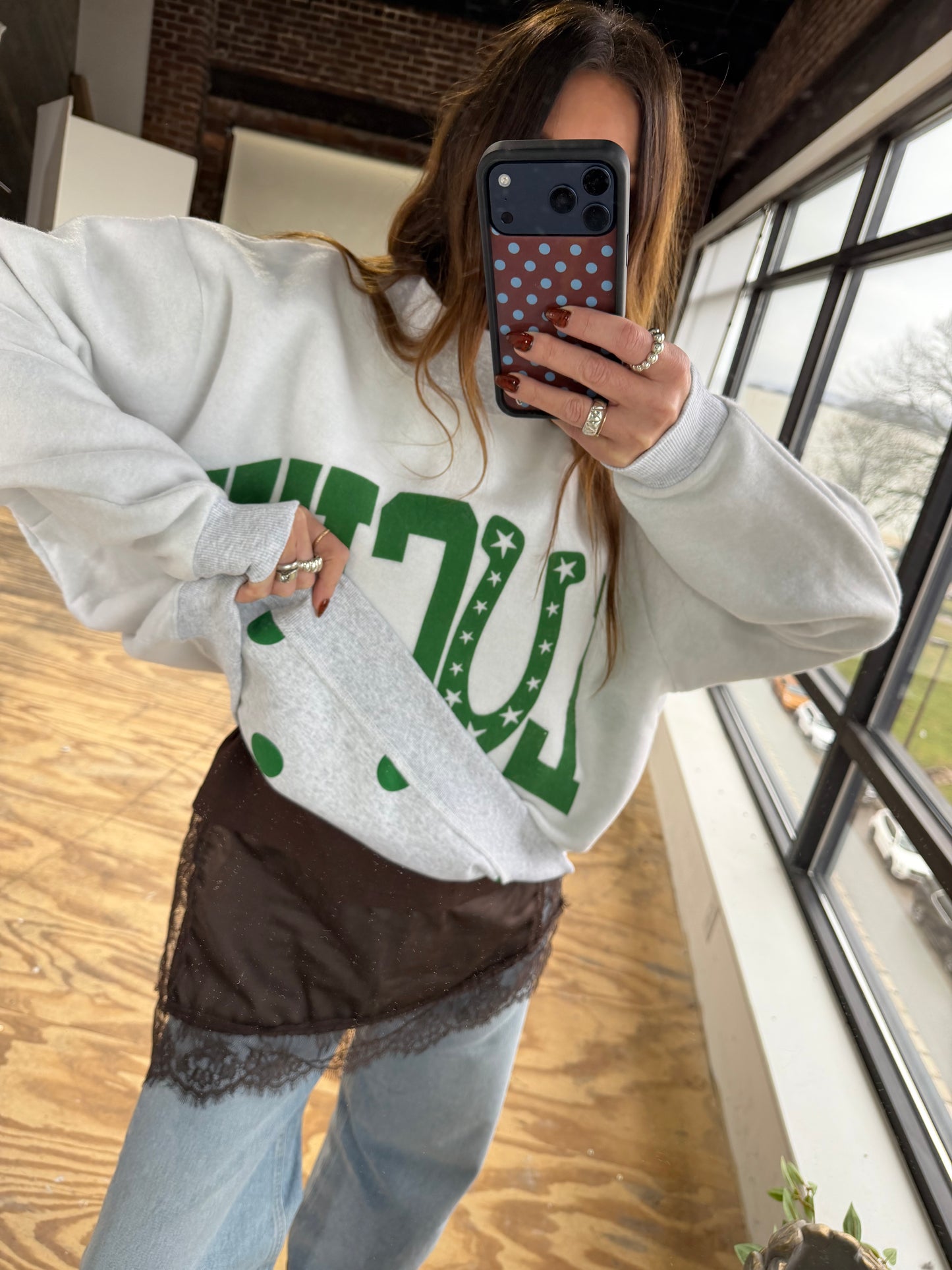 REVERSIBLE LUCKY MOCK NECK SWEATSHIRT