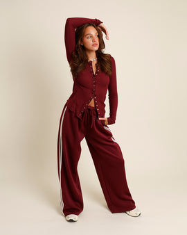 cherry red wine track pants
