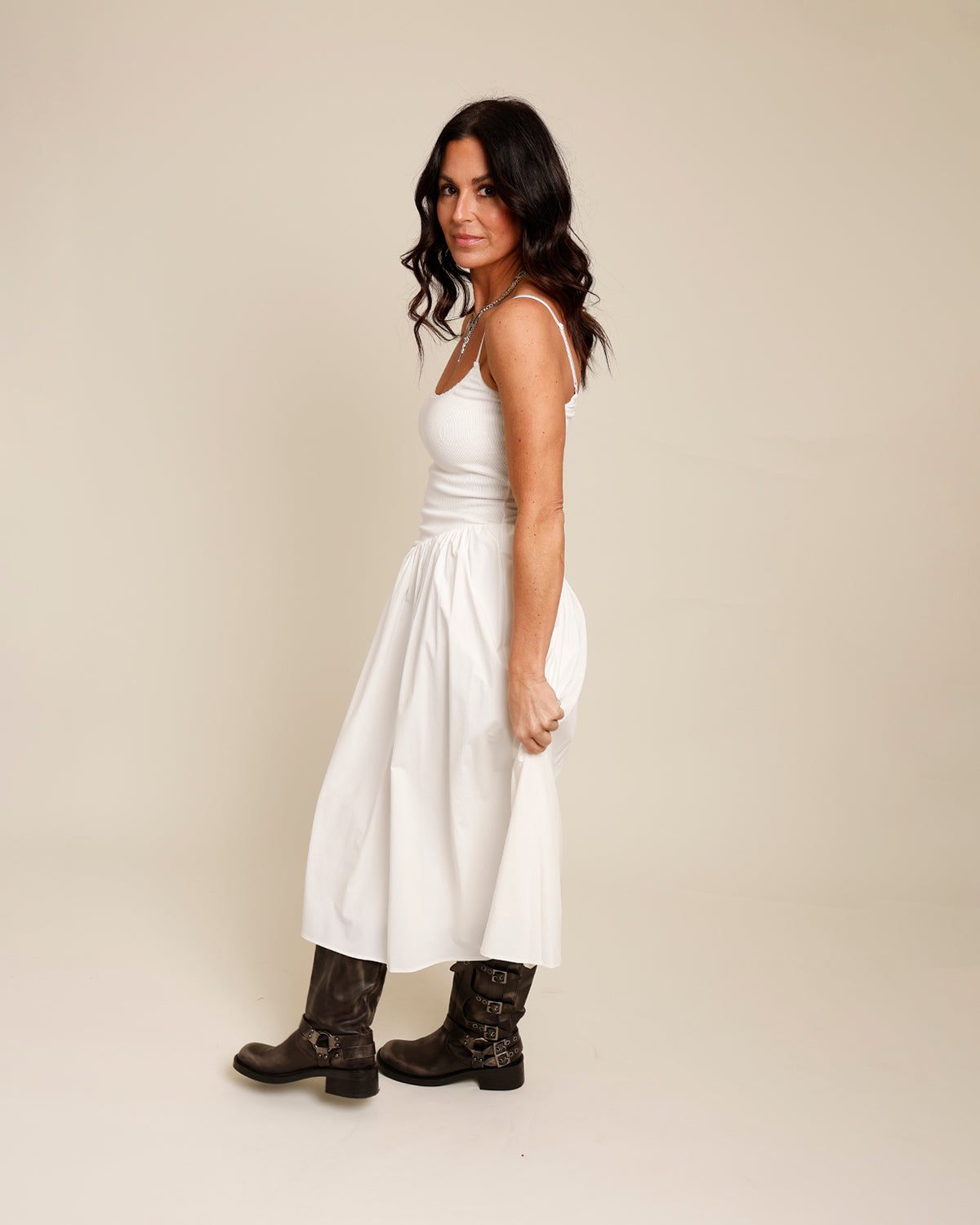 TEA TIME DROP WAIST DRESS X WHITE