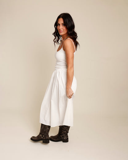 TEA TIME DROP WAIST DRESS X WHITE
