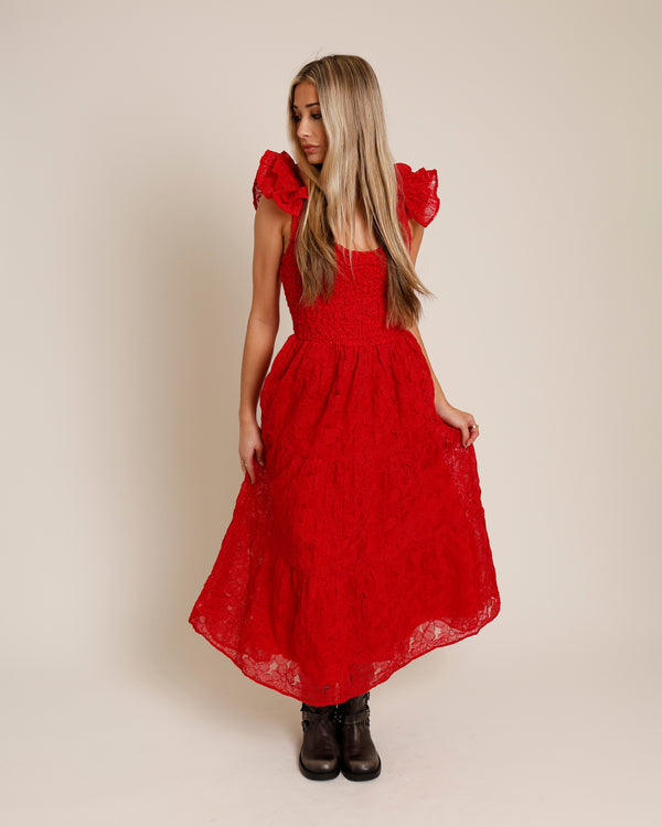 SWEET TALK FLUTTER SLEEVE DRESS