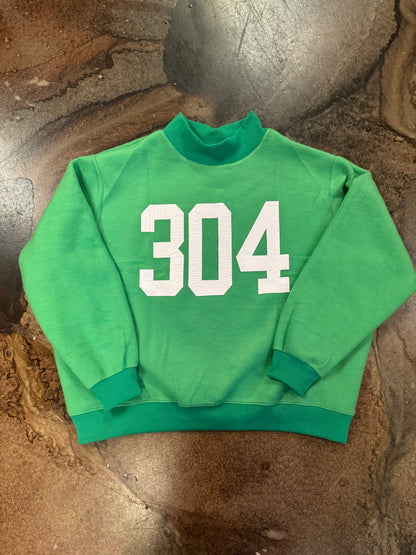 THE HUNTINGTON REVERSIBLE MOCK NECK SWEATSHIRT X KELLY GREEN