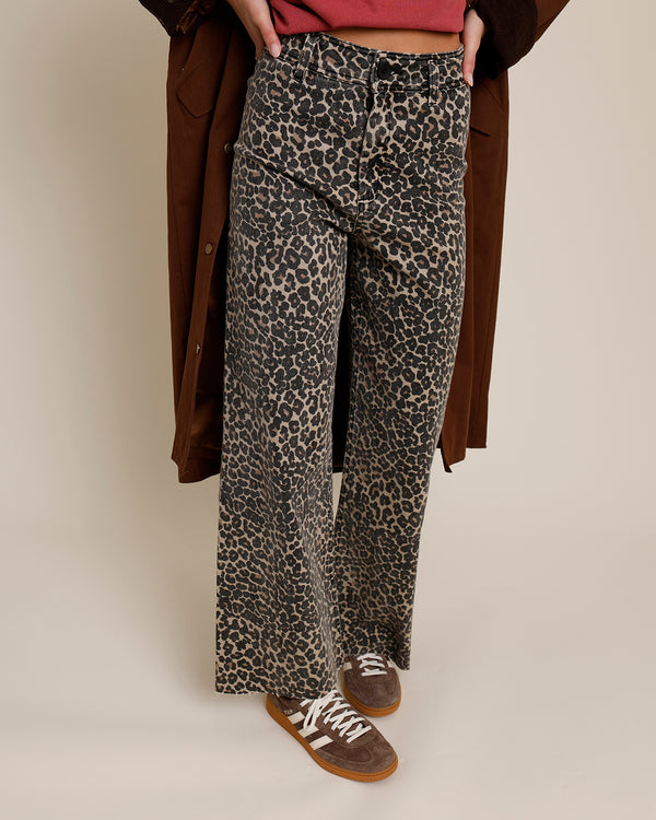 LEOPARD MUSE WIDE LEG JEANS