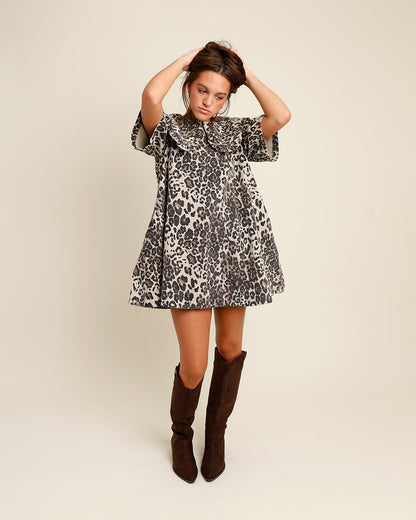 CATWALK READY LEOPARD MINI DRESS
