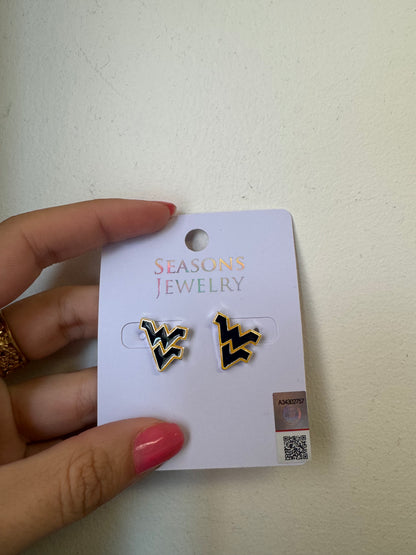 WEST VIRGINIA ENAMEL STUD EARRINGS