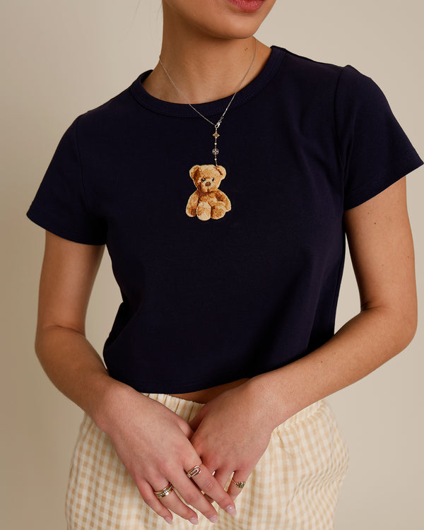 TEDDY BEAR CROP TEE X NAVY