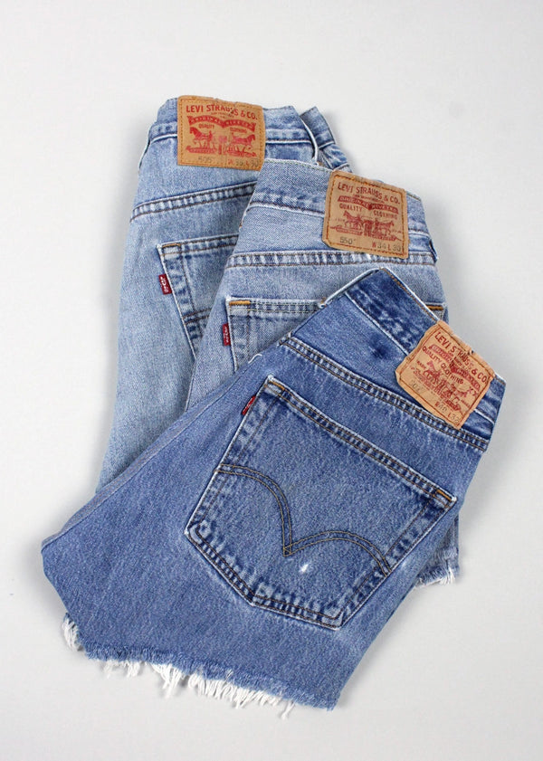 LEVI'S UPCYCLED LOW RISE DENIM SHORTS