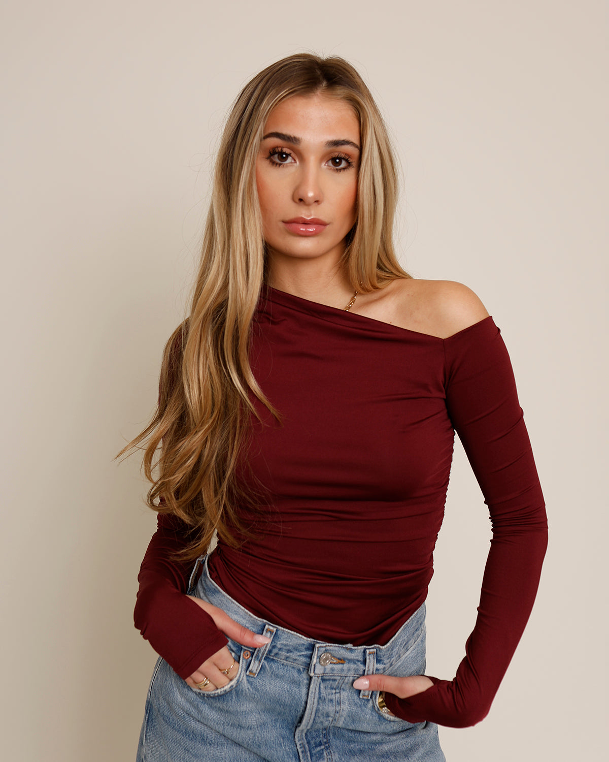 NIA CLEO TOP X OXBLOOD