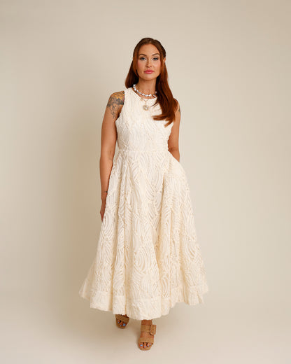 LILLEMOR 3D TEXTURED MIDI DRESS