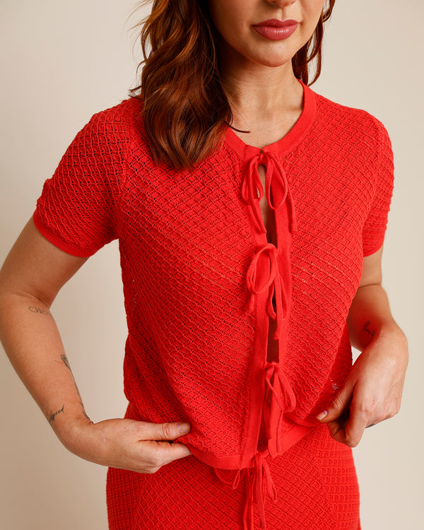 FRNCH AELIS TIE-FRONT MESH TOP