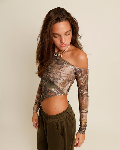 ON THE HUNT OFF THE SHOULDER TOP